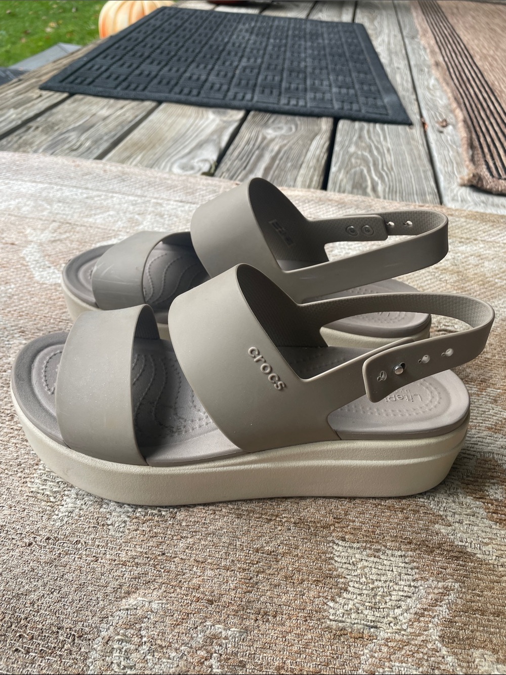 CROCS Women’s Taupe Platform Slingback Sandals